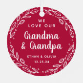 Grootouders Festive Holiday Foto dubbelzijdig Metalen Ornament (Achterkant)