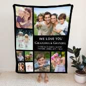 Grootouders Foto Collage Black Fleece Deken