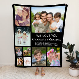 Grootouders Foto Collage Black Fleece Deken