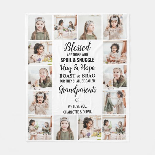 Grootouders Foto collage Fleece Deken (Voorkant)