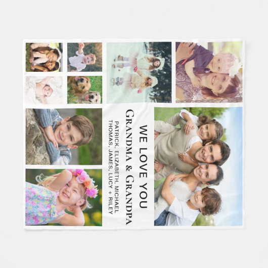 Grootouders Foto collage Fleece Deken (Voorkant (Horizontaal))