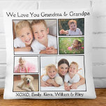 Grootouders Foto collage Kussen<br><div class="desc">Vier de beste grootouders met dit aangepaste witte fotokussen met een 6-fotocollage van hun kleinkinderen, familieleden, huisdieren, enz., "Ik hou van je" of "We houden van je" en hoe ze worden aangesproken, bijv. "Oma & opa", "Moeder & Pop Pop", enz. U kunt ook de namen van de kleinkinderen toevoegen in...</div>