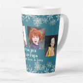 Grootouders Foto collage Snowflakes op blauw Latte Mok (Rechterhoek)