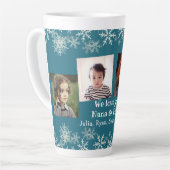 Grootouders Foto collage Snowflakes op blauw Latte Mok (Linkerhoek)