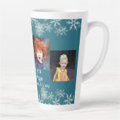 Grootouders Foto collage Snowflakes op blauw Latte Mok (Rechts)