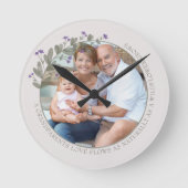 Grootouders Foto Paarse wilde bloemen Lijst Ronde Klok (Voorkant)