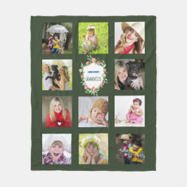 GROOTOUDERS Fotocollage Kleinkinderen Groen Fleece Deken