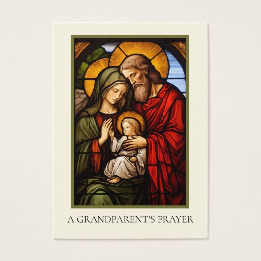 Grootouders Gebed Glas in lood Religieus Visitekaartje (Voorkant)