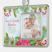 Grootouders Gedenkteken Foto Sjabloon Kerstmis Verzilverd Omlijst Ornament (Links)