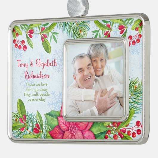 Grootouders Gedenkteken Foto Sjabloon Kerstmis Verzilverd Omlijst Ornament (Links)