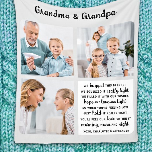 Grootouders Geem Modern Aangepast 3 Foto Fleece Deken