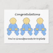 Grootouders gefeliciteerd met Triplet Boys Briefkaart (Voorkant)