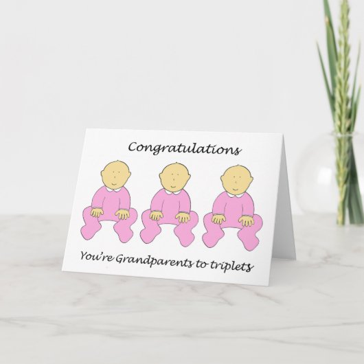 Grootouders gefeliciteerd met Vrouw Triplets Kaart (Voorkant)