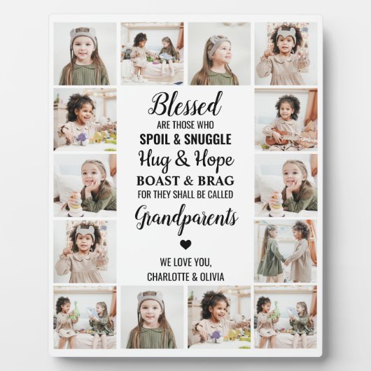 Grootouders gepersonaliseerd 14 Foto Collage Fotoplaat (Voorkant)