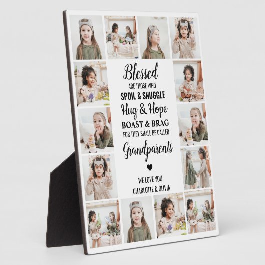 Grootouders gepersonaliseerd 14 Foto Collage Fotoplaat (Zijkant)