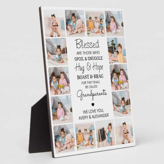 Grootouders gepersonaliseerd 14 Foto Collage Fotoplaat (Zijkant)