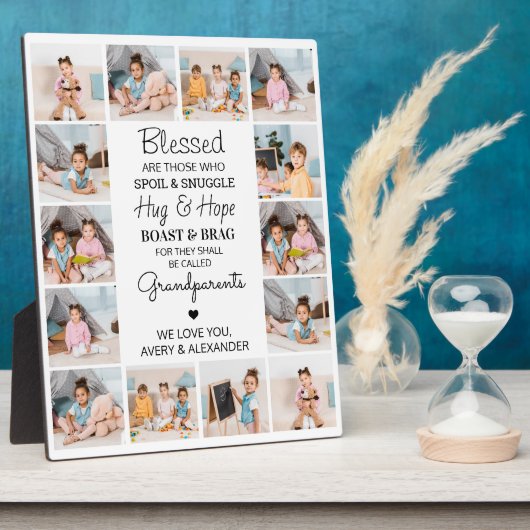 Grootouders gepersonaliseerd 14 Foto Collage Fotoplaat (Zijkant)