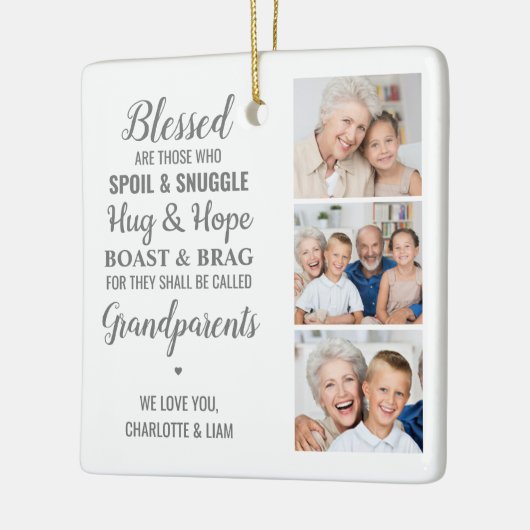 Grootouders Gepersonaliseerde fotocollage Keramisch Ornament (Links)