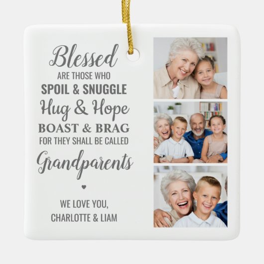 Grootouders Gepersonaliseerde fotocollage Keramisch Ornament (Voorkant)