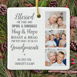 Grootouders Gepersonaliseerde fotocollage Keramisch Ornament<br><div class="desc">Viel je grootouders met een ornament van de douane fotocollage. Dit unieke ornament van grootouders is het perfecte geschenk, of het nu een verjaardag, grootouders of Kerstmis is. We hopen dat je speciale hoopfoto die grootouders geven, nog jarenlang een schat in het belang zal worden. . Citaat "Blessed" zijn degenen...</div>