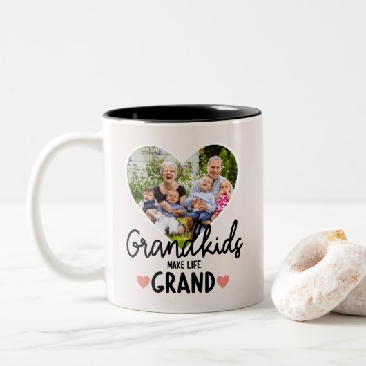 Grootouders Gift Nana Papa Grandchild Tweekleurige Koffiemok (Met donut)