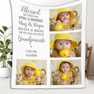 Grootouders Grandma Grandpa Photo Collage Fleece Deken