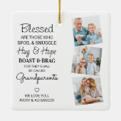 Grootouders grootma Grandpa Photo Collage Keramisch Ornament (Achterkant)