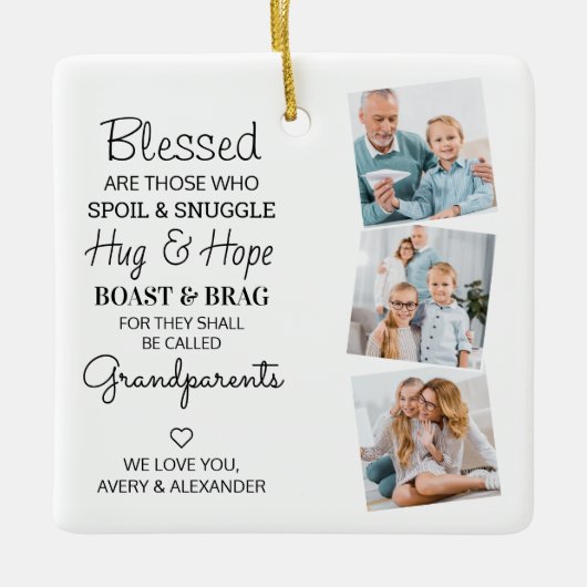 Grootouders grootma Grandpa Photo Collage Keramisch Ornament (Voorkant)