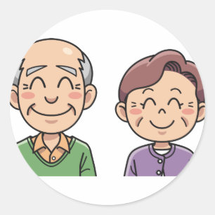 Grootouders grootmakleuters gelukkig paar ronde sticker