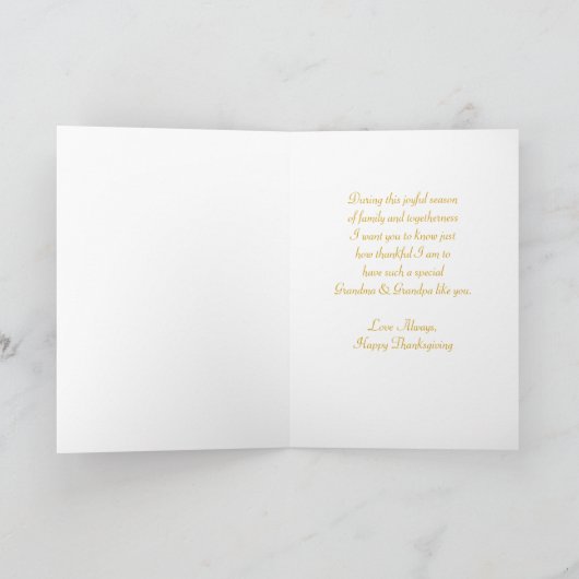 Grootouders Happy Thanksgiving Kaart (Binnen)