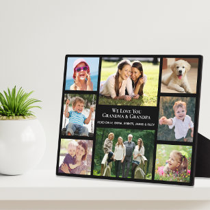 Grootouders houden van je 8 Foto Collage Black Fotoplaat