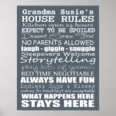 Grootouders House Rules - Pas uw eigen regels aan! Poster (Voorkant)