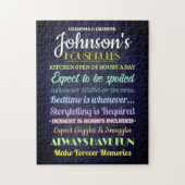 Grootouders Huisregels gepersonaliseerd Legpuzzel (Verticaal)