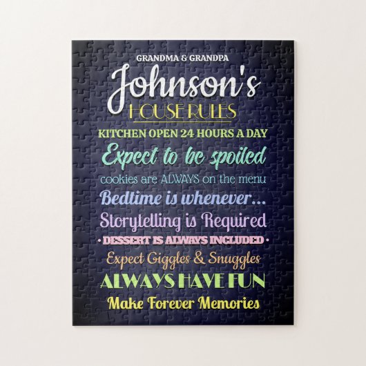 Grootouders Huisregels gepersonaliseerd Legpuzzel (Verticaal)