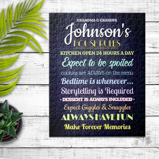 Grootouders Huisregels gepersonaliseerd Legpuzzel