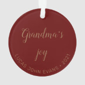Grootouders Joy Foto Monogram Vakantie Ornament (achterkant)