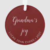 Grootouders Joy Foto Monogram Vakantie Ornament (achterkant)