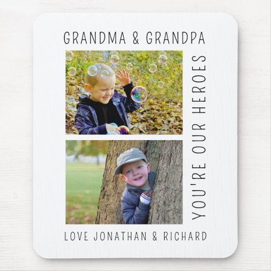 Grootouders "Jullie zijn onze helden" Foto Muismat (Voorkant)