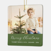 Grootouders Kalligrafie Vrolijk Kerstfeest Foto Keramisch Ornament (Links)