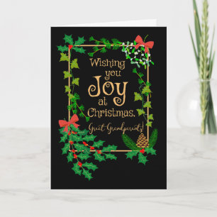 Grootouders Kerst Joy Holly Mistletoe Kaart