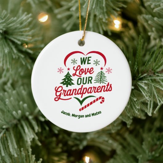 Grootouders Kerst Ornament, Gepersonaliseerd Keramisch Ornament (Boom)