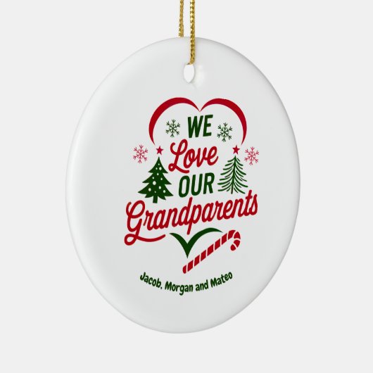 Grootouders Kerst Ornament, Gepersonaliseerd Keramisch Ornament (Rechts)