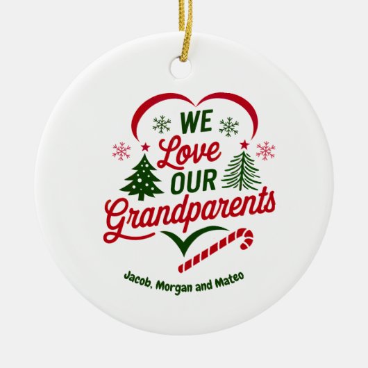Grootouders Kerst Ornament, Gepersonaliseerd Keramisch Ornament (Voorkant)