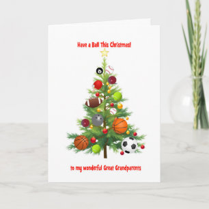 Grootouders kerstboom met ballen feestdagen kaart