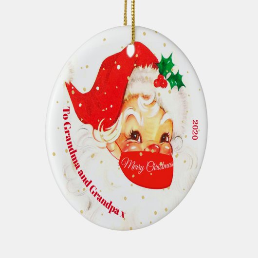 Grootouders kerstfoto Santa Mask Merry Keramisch Ornament (Rechts)