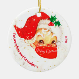 Grootouders kerstfoto Santa Mask Merry Keramisch Ornament