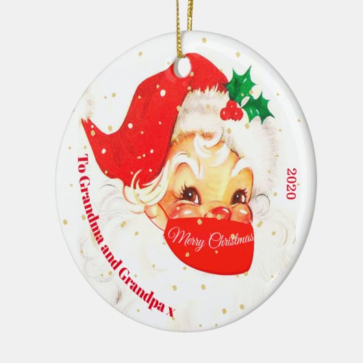 Grootouders kerstfoto Santa Mask Merry Keramisch Ornament (Links)