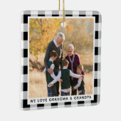 Grootouders Kerstfoto Zwart Wit Plaid Keramisch Ornament (Rechts)