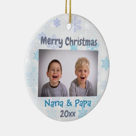 Grootouders Kerstmis 2022 Foto Keramisch Ornament (Rechts)