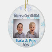 Grootouders Kerstmis 2022 Foto Keramisch Ornament (Links)